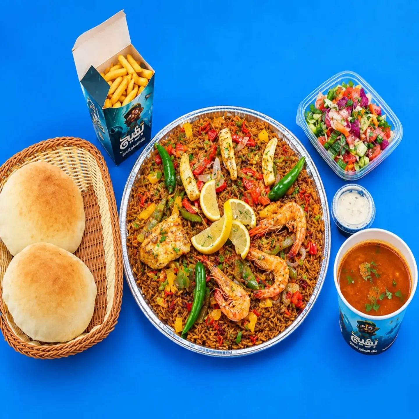 Mixed Meal Of Shrimp, Squid, And Fish