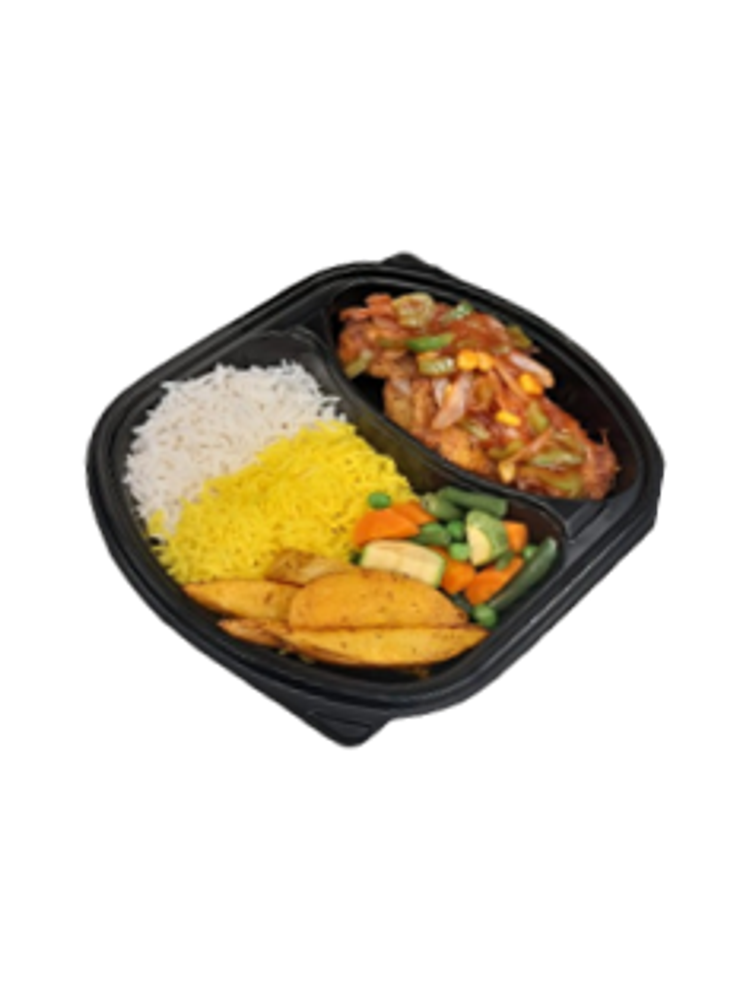 Mexican Fish With Mixed Rice Potatoes And Wedges