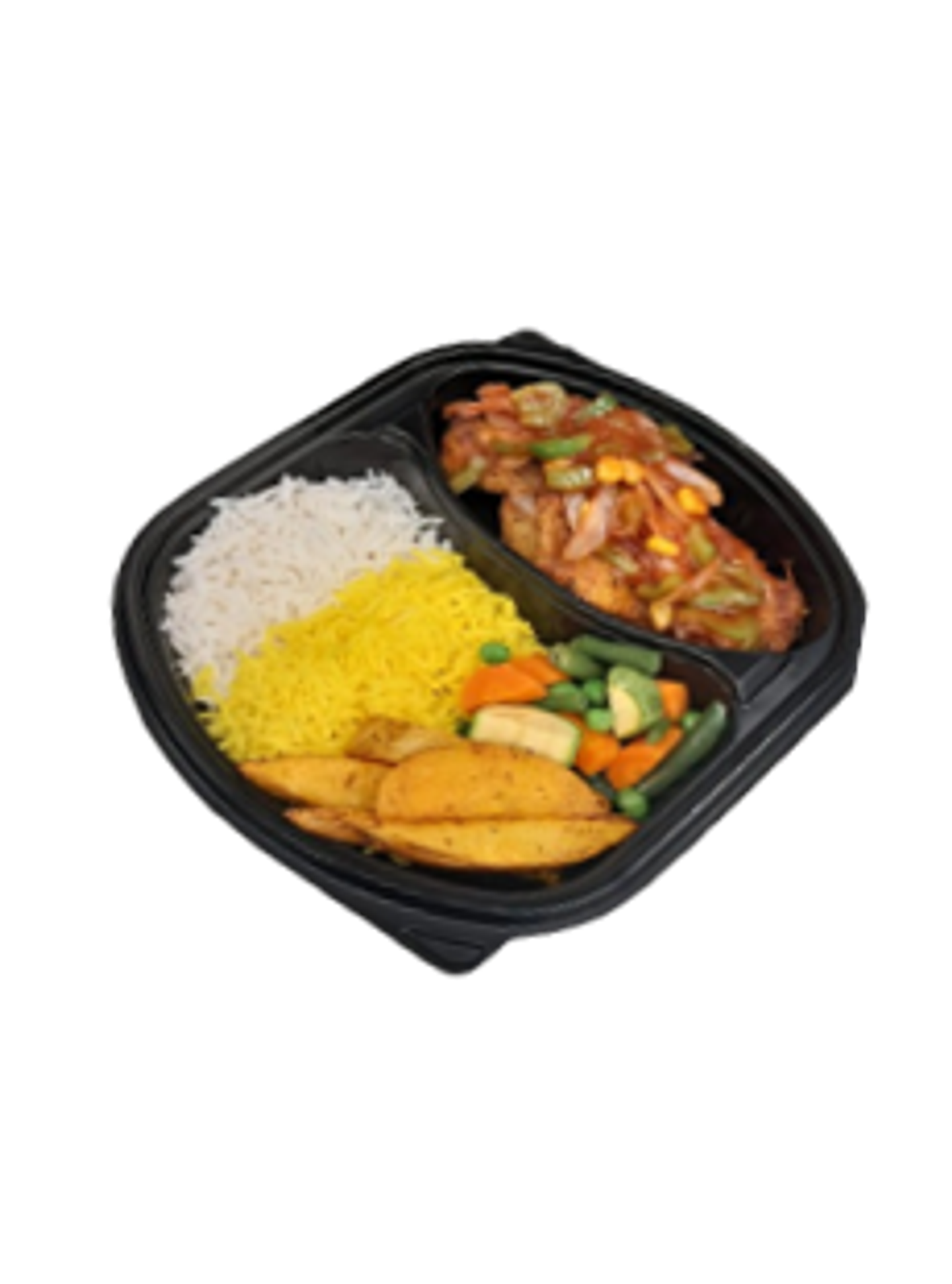 Mexican Fish With Mixed Rice Potatoes And Wedges