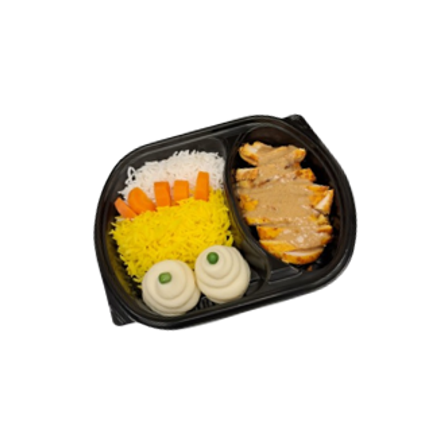 Chicken And Mushrooms With Mixed Rice Mashed Potatoes And Vegetables