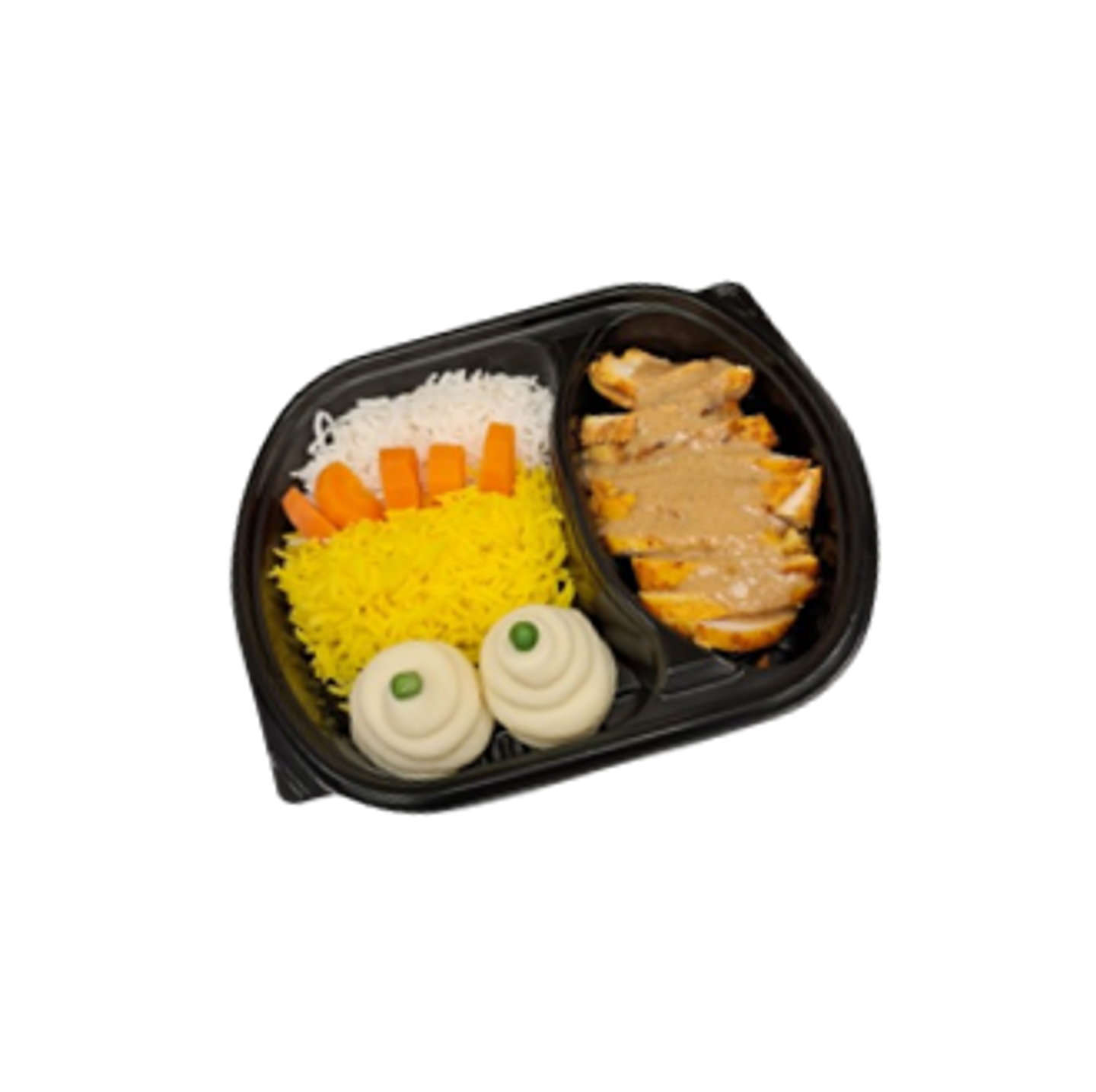 Chicken And Mushrooms With Mixed Rice Mashed Potatoes And Vegetables