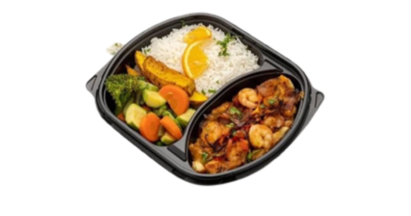 Pescatora Fish With Shrimp Rice And Mashed Potatoes