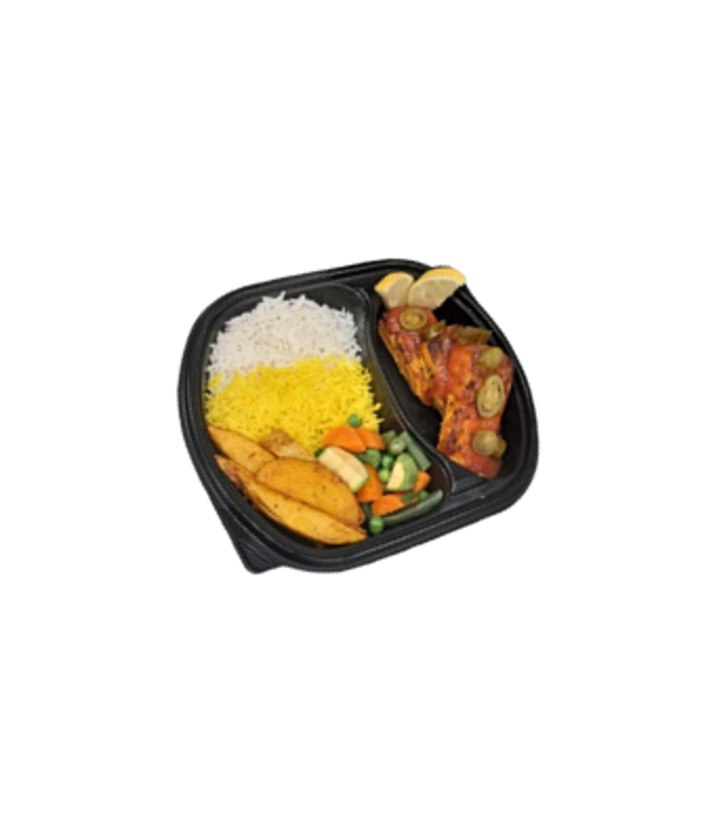 Jalapeno Fish With Rice Potatoes And Vegetables
