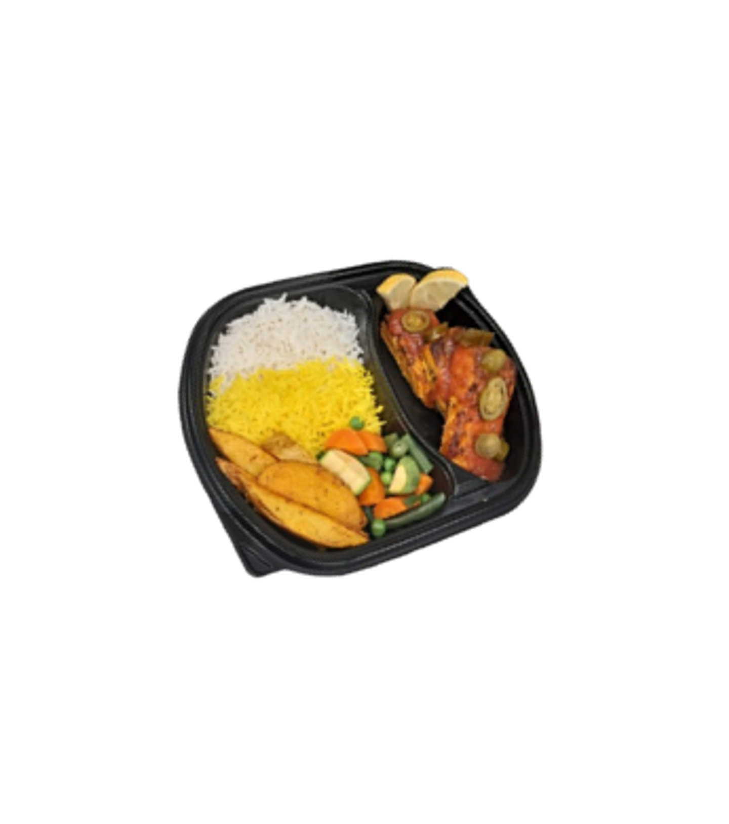 Jalapeno Fish With Rice Potatoes And Vegetables