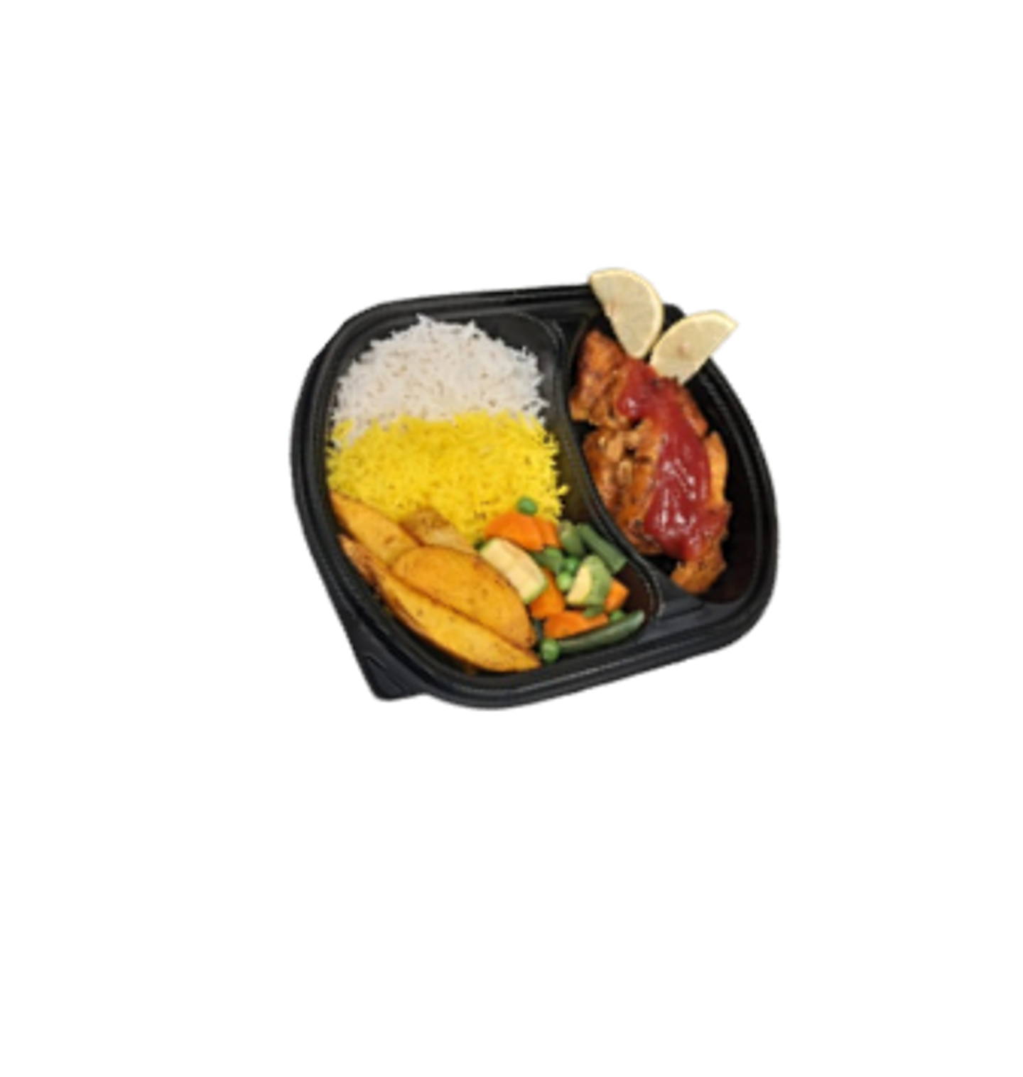 Spicy Buffalo Salmon With Mixed Rice Mashed Potatoes And Vegetables
