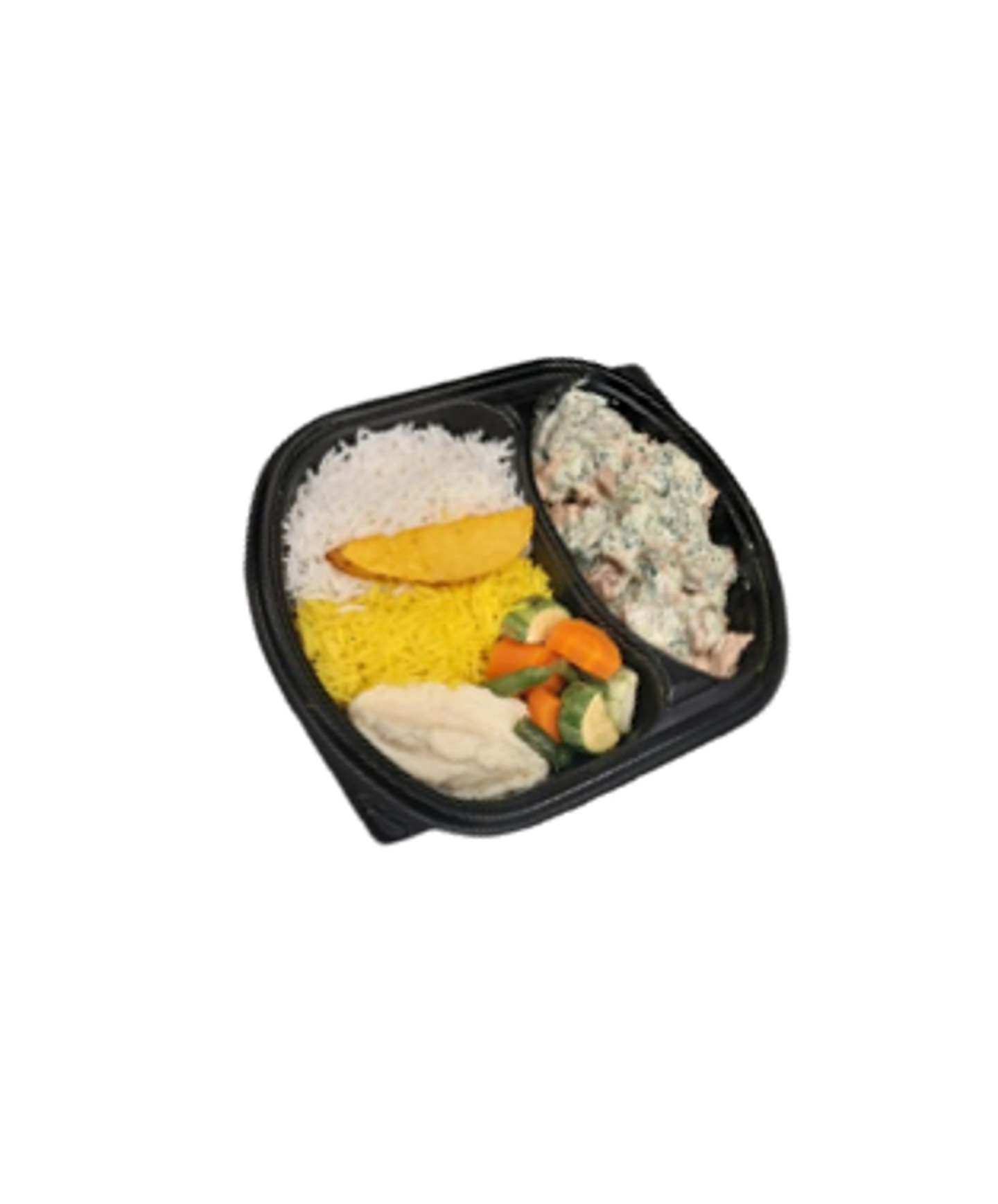 Beef Alfredo Spinach With Mixed Rice And Mashed Potatoes