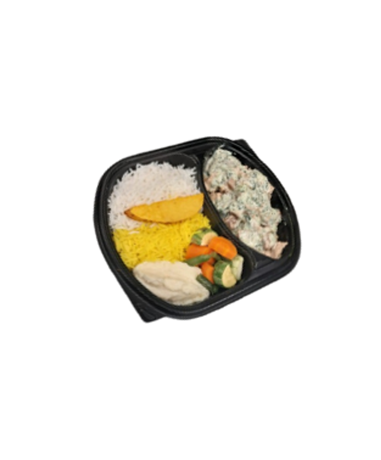 Beef Alfredo Spinach With Mixed Rice And Mashed Potatoes