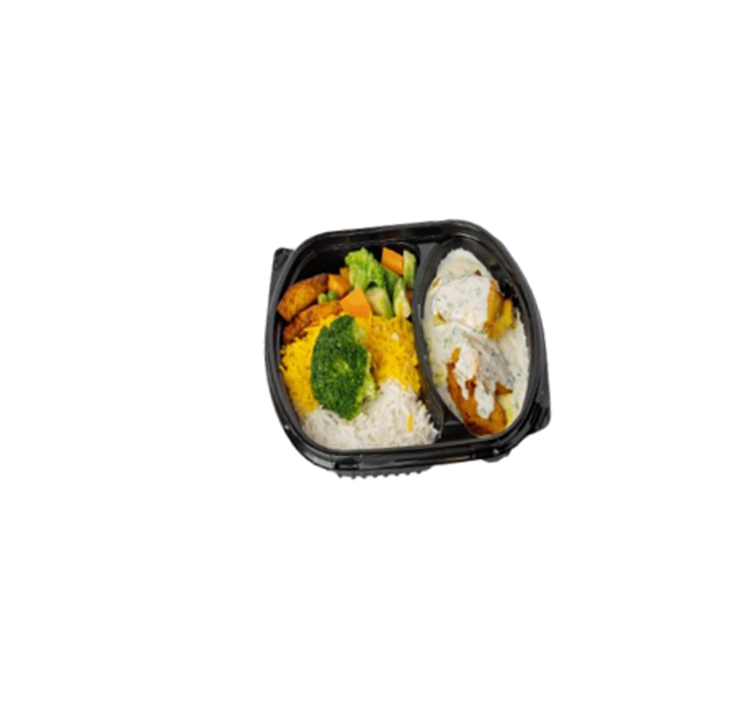 Creamy Alfredo Fish With Mixed Rice And Vegetables