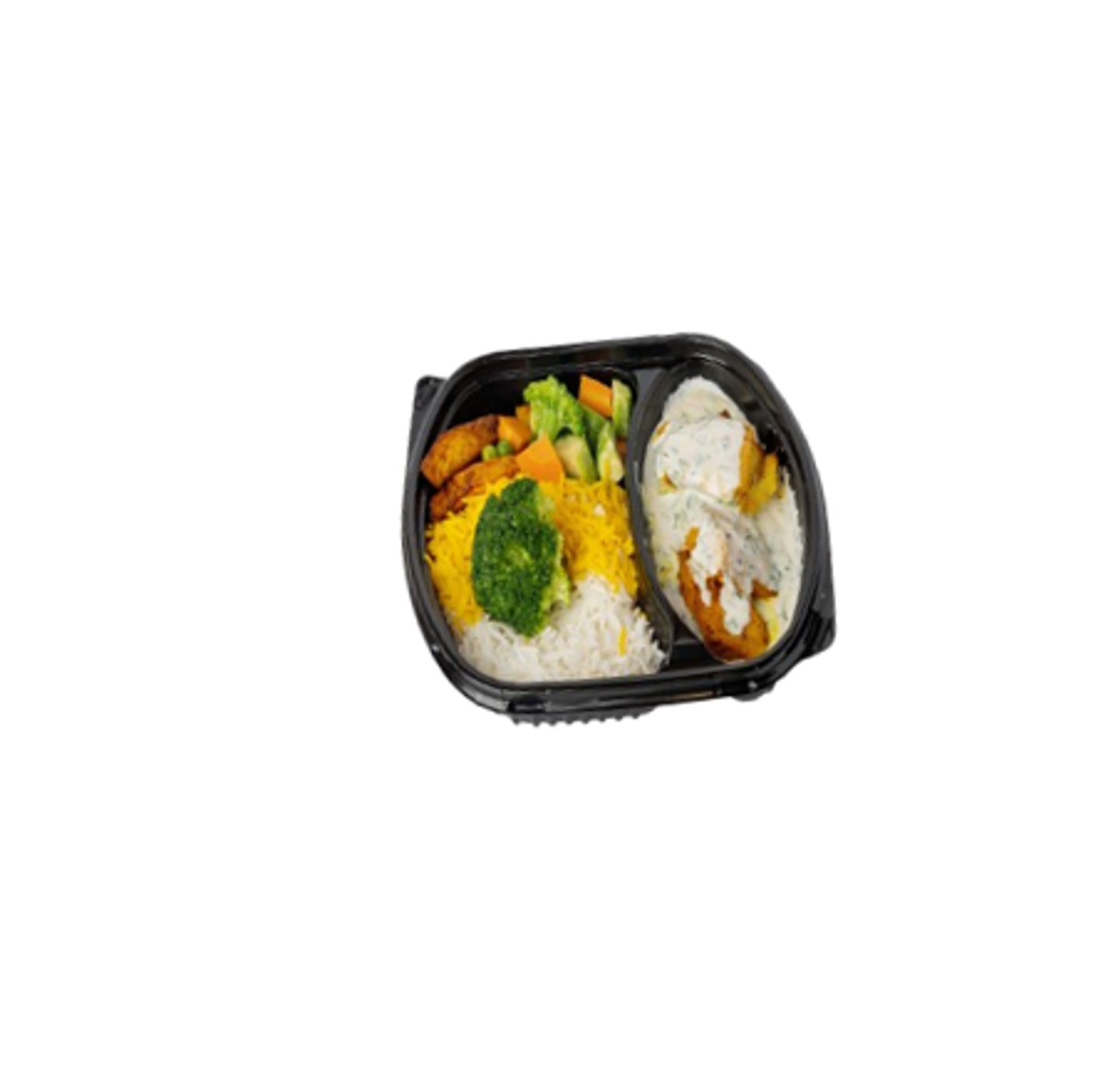 Creamy Alfredo Fish With Mixed Rice And Vegetables