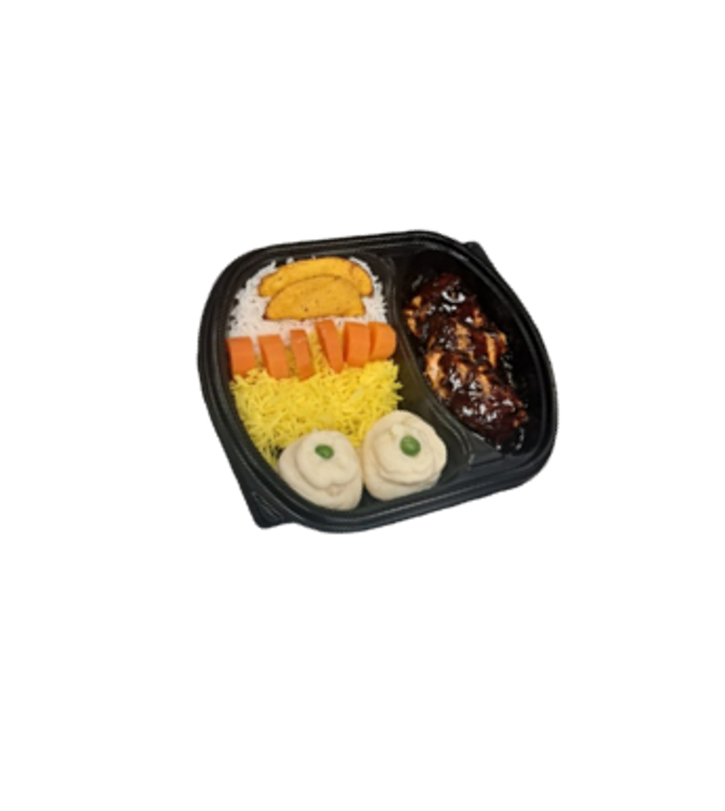 Salmon Teriyaki With Mixed Rice And Potato Wedges