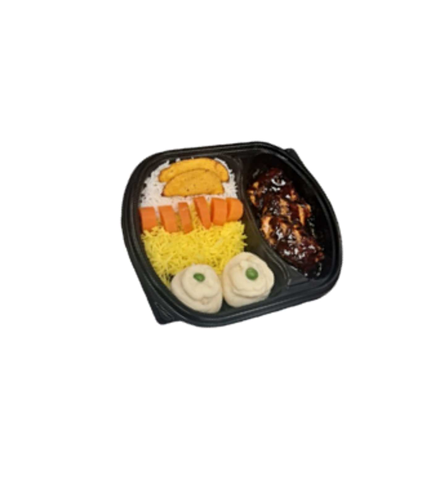 Salmon Teriyaki With Mixed Rice And Potato Wedges