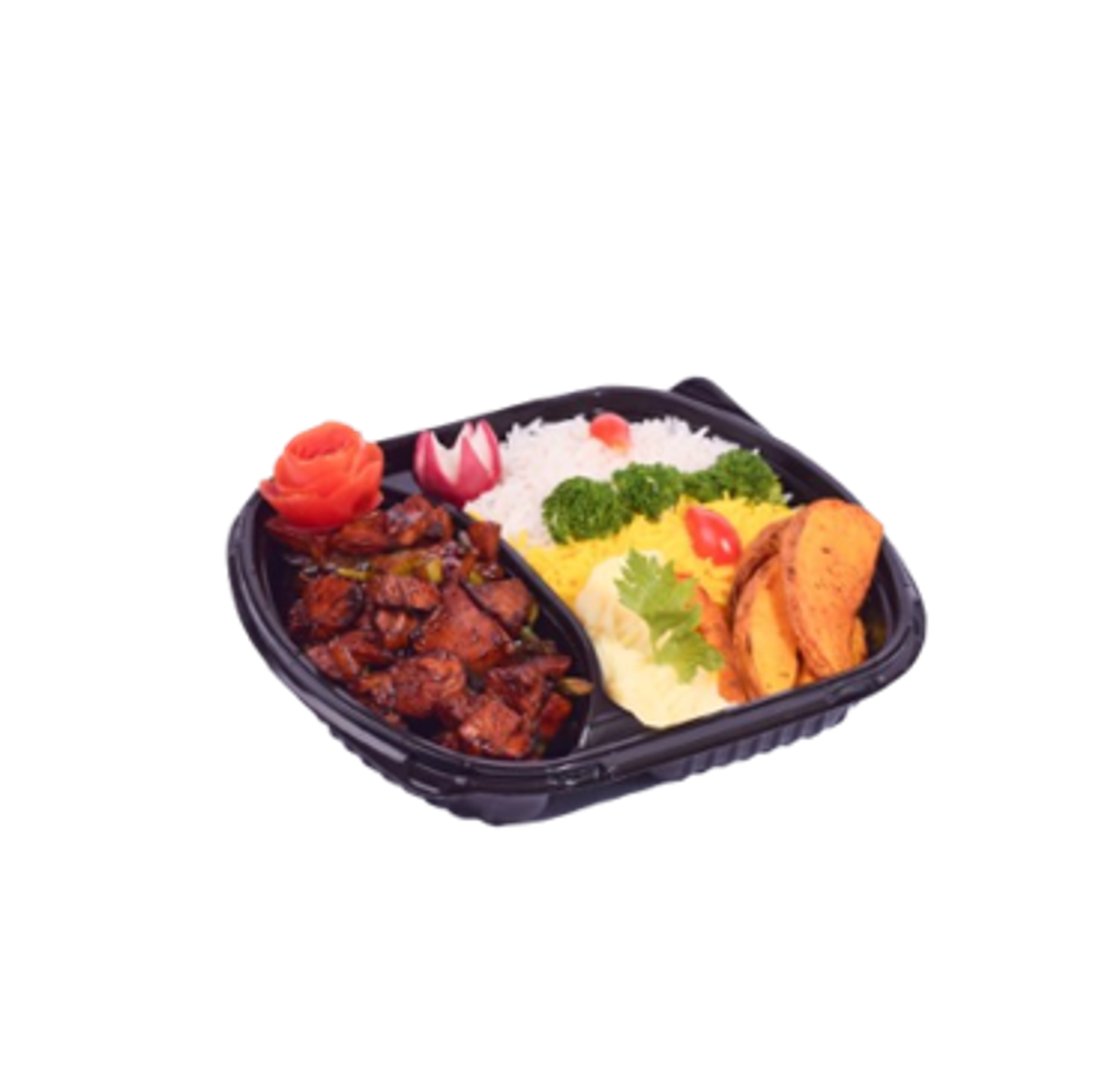 Szechuan Chicken With Mixed Rice And Mashed Potatoes