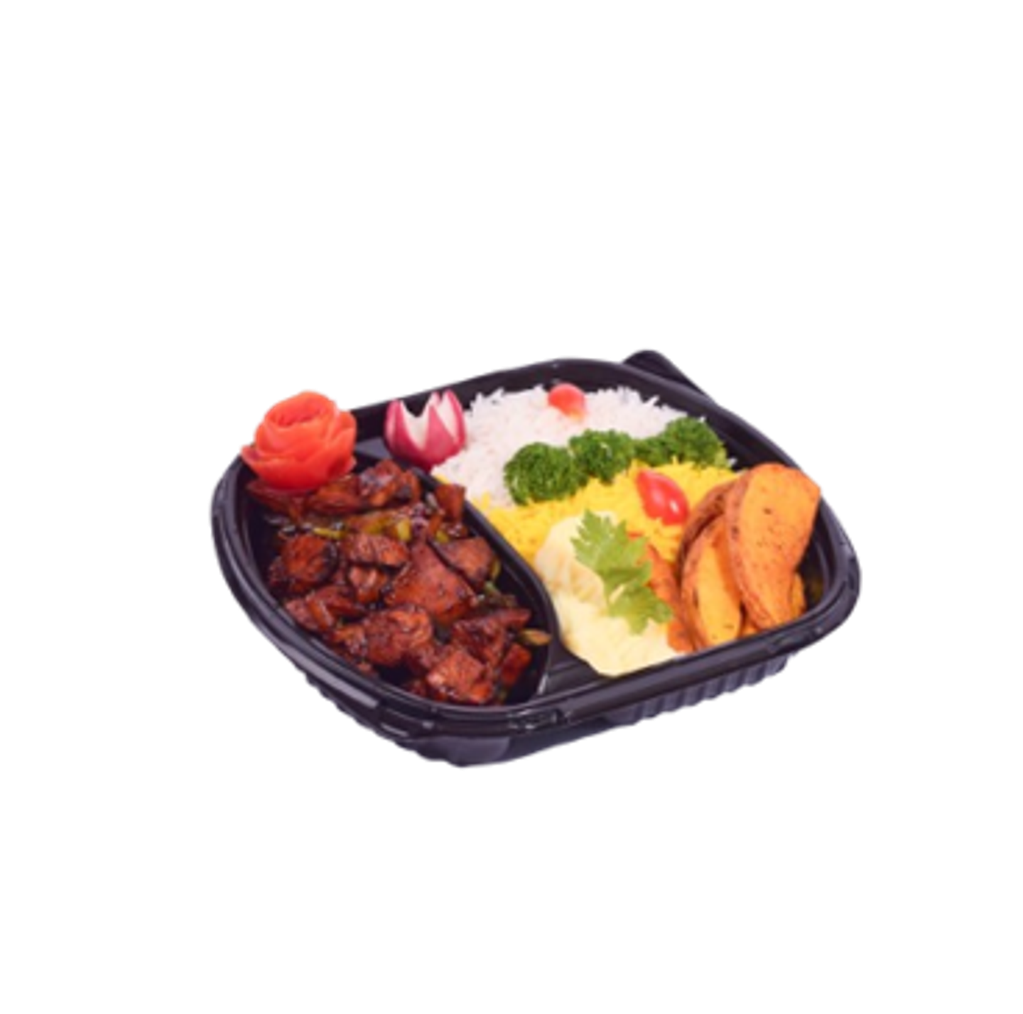 Szechuan Chicken With Mixed Rice And Mashed Potatoes