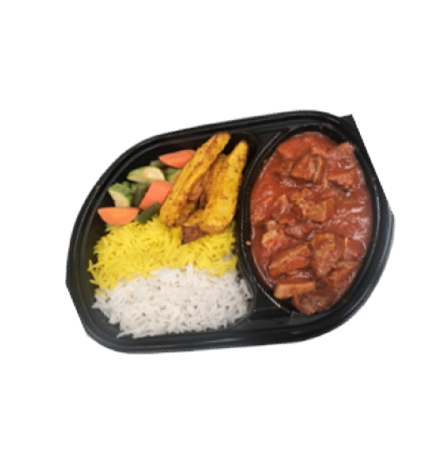 Meat Curry With Mixed Rice And Mashed Potatoes