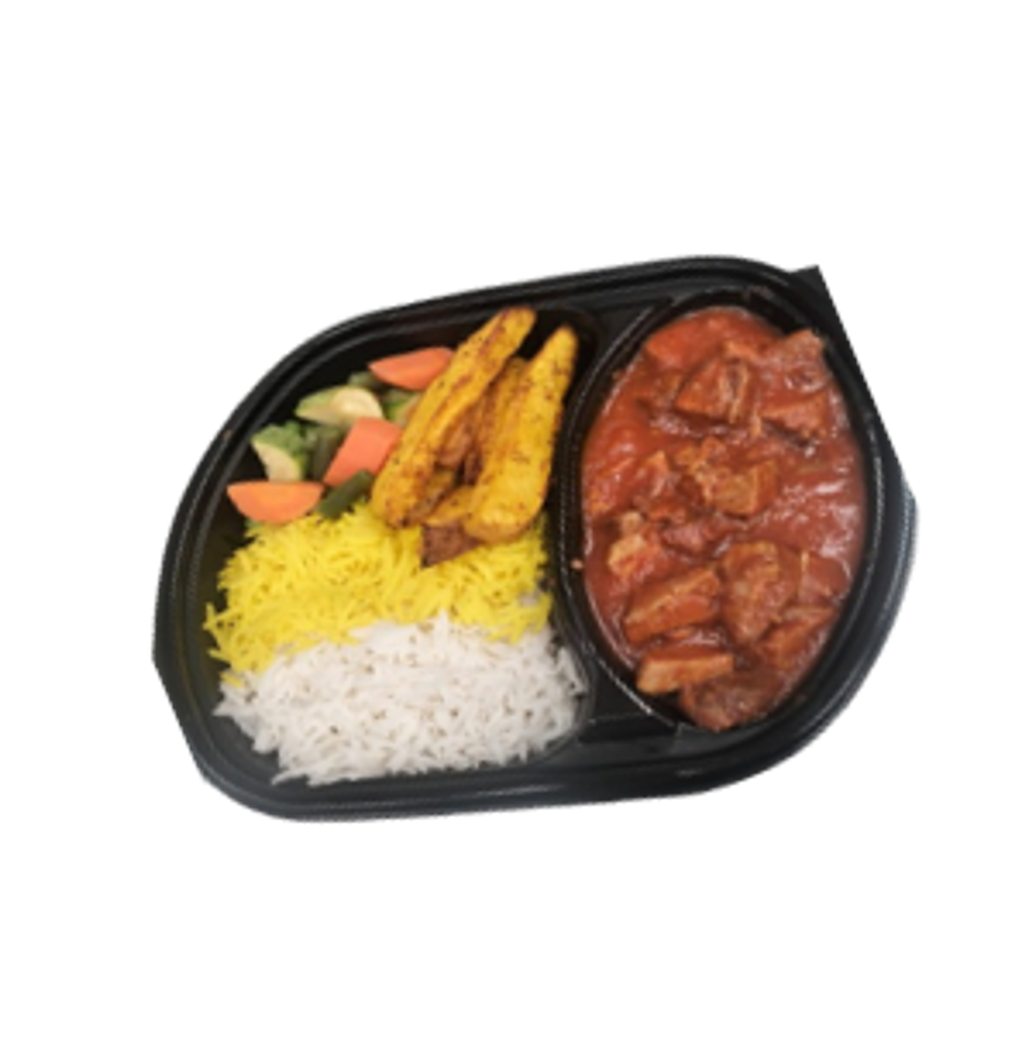 Meat Curry With Mixed Rice And Mashed Potatoes