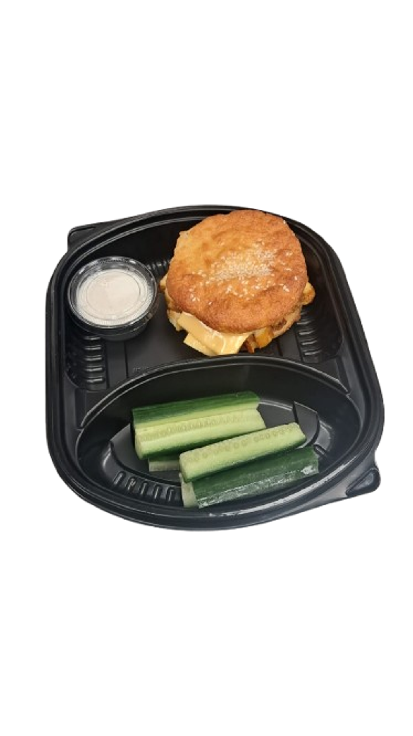 Chicken Sandwich With Keto Bread And Cucumber Slices