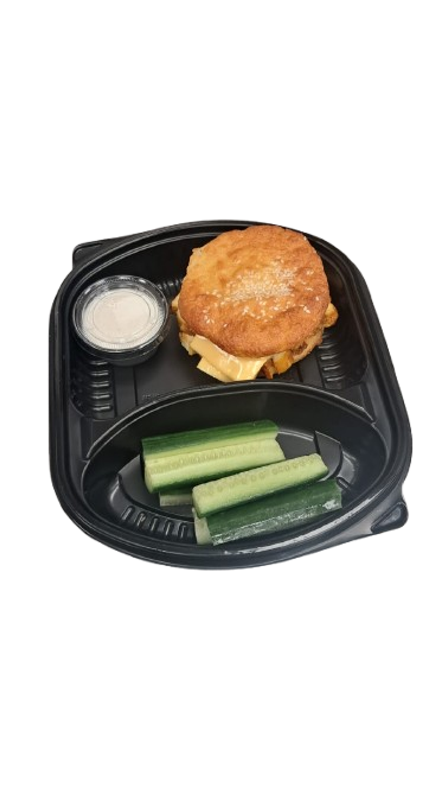 Chicken Sandwich With Keto Bread And Cucumber Slices