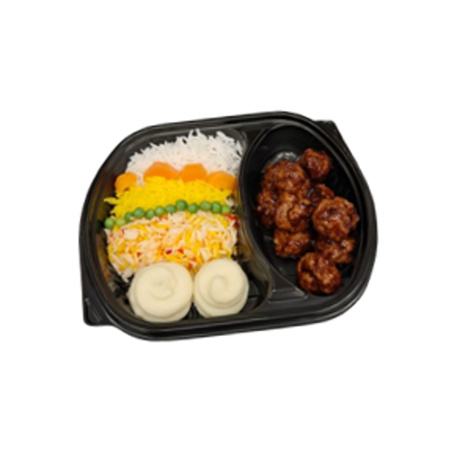 Bbq Meatballs With Mixed Rice And Potato Wedges