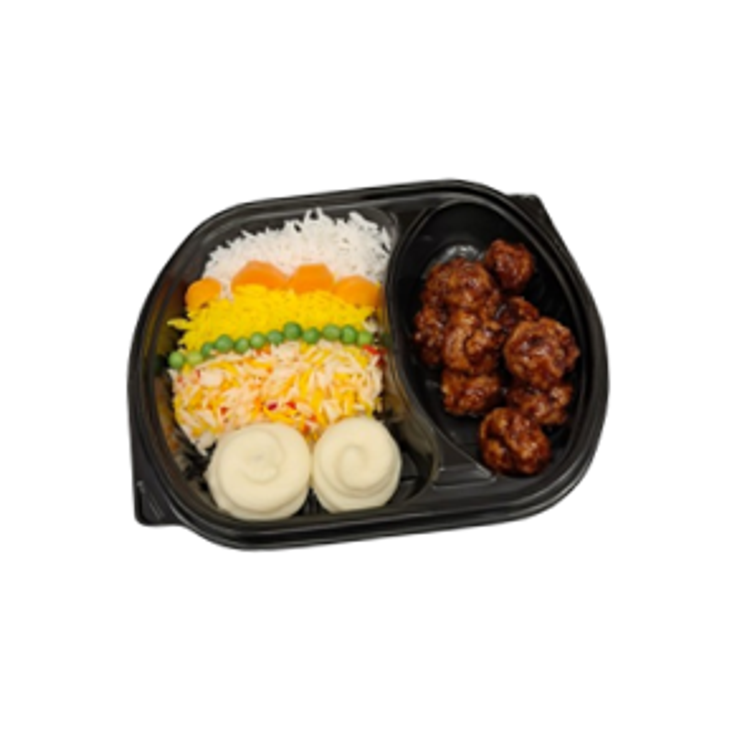 Bbq Meatballs With Mixed Rice And Potato Wedges