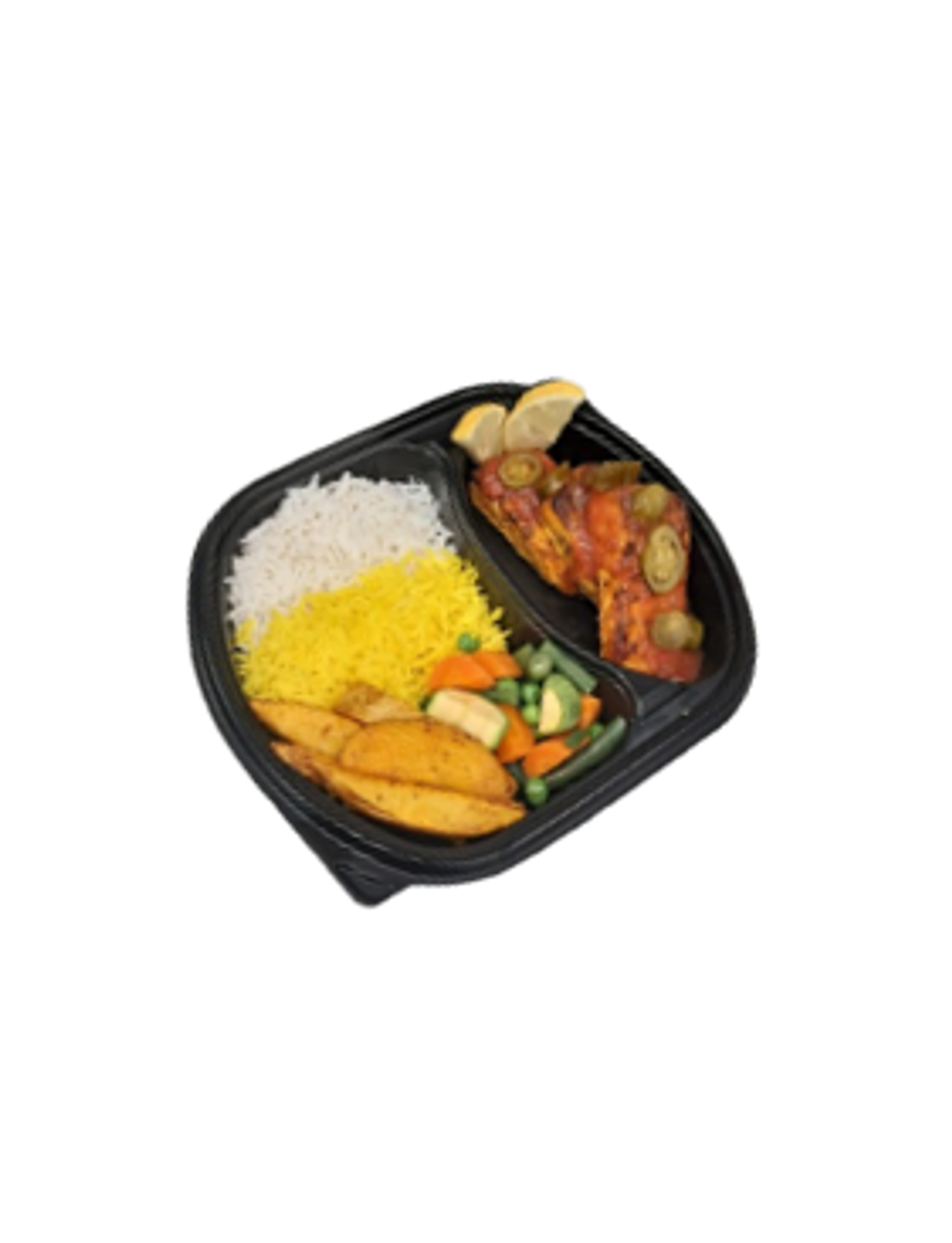 Salmon Jalapeno With Rice Potatoes And Vegetables