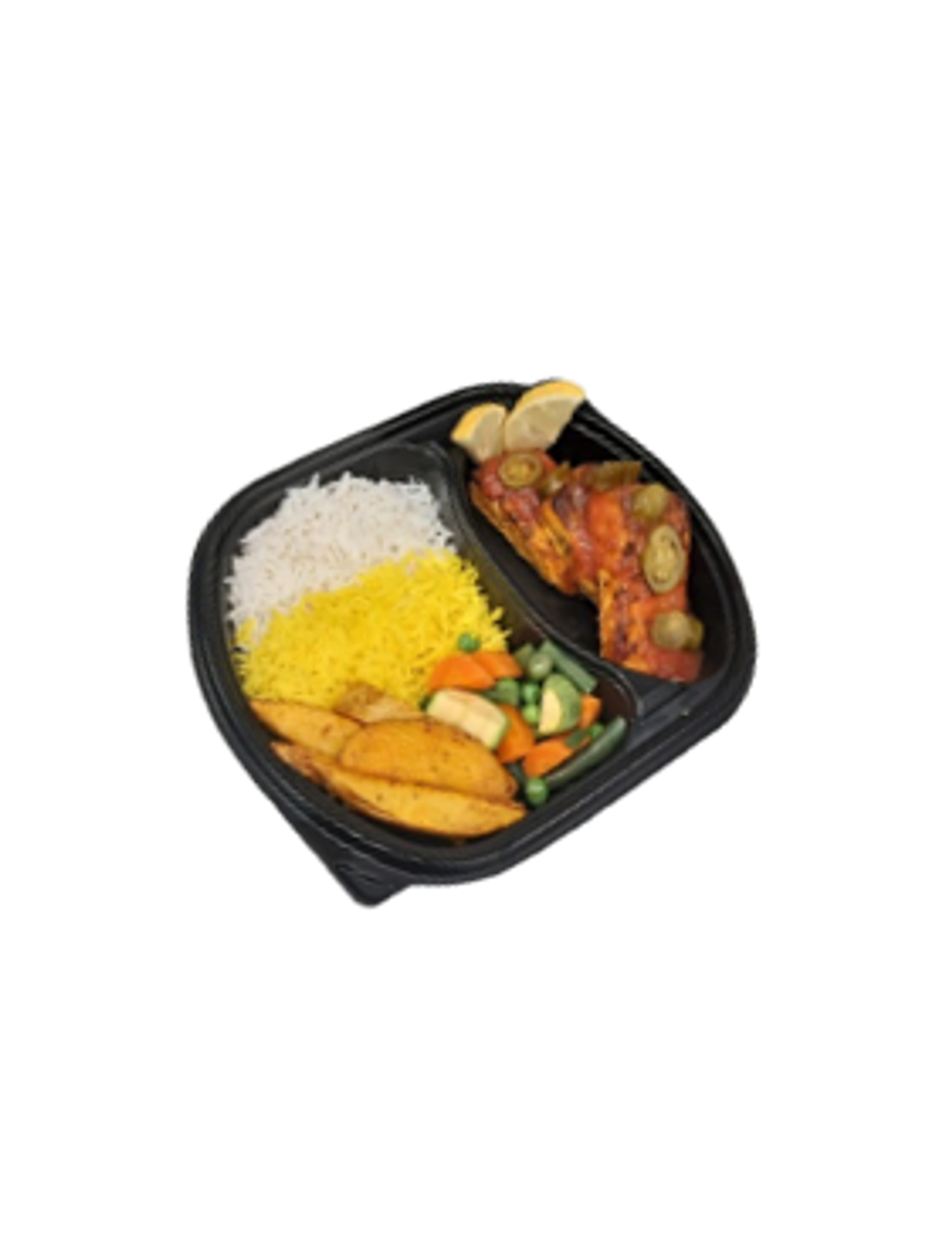 Salmon Jalapeno With Rice Potatoes And Vegetables