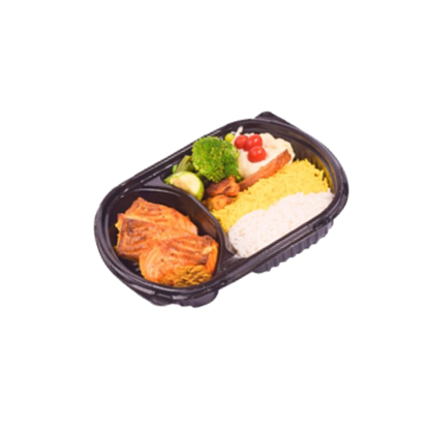 Salmon Without Sauce With Rice And Vegetables