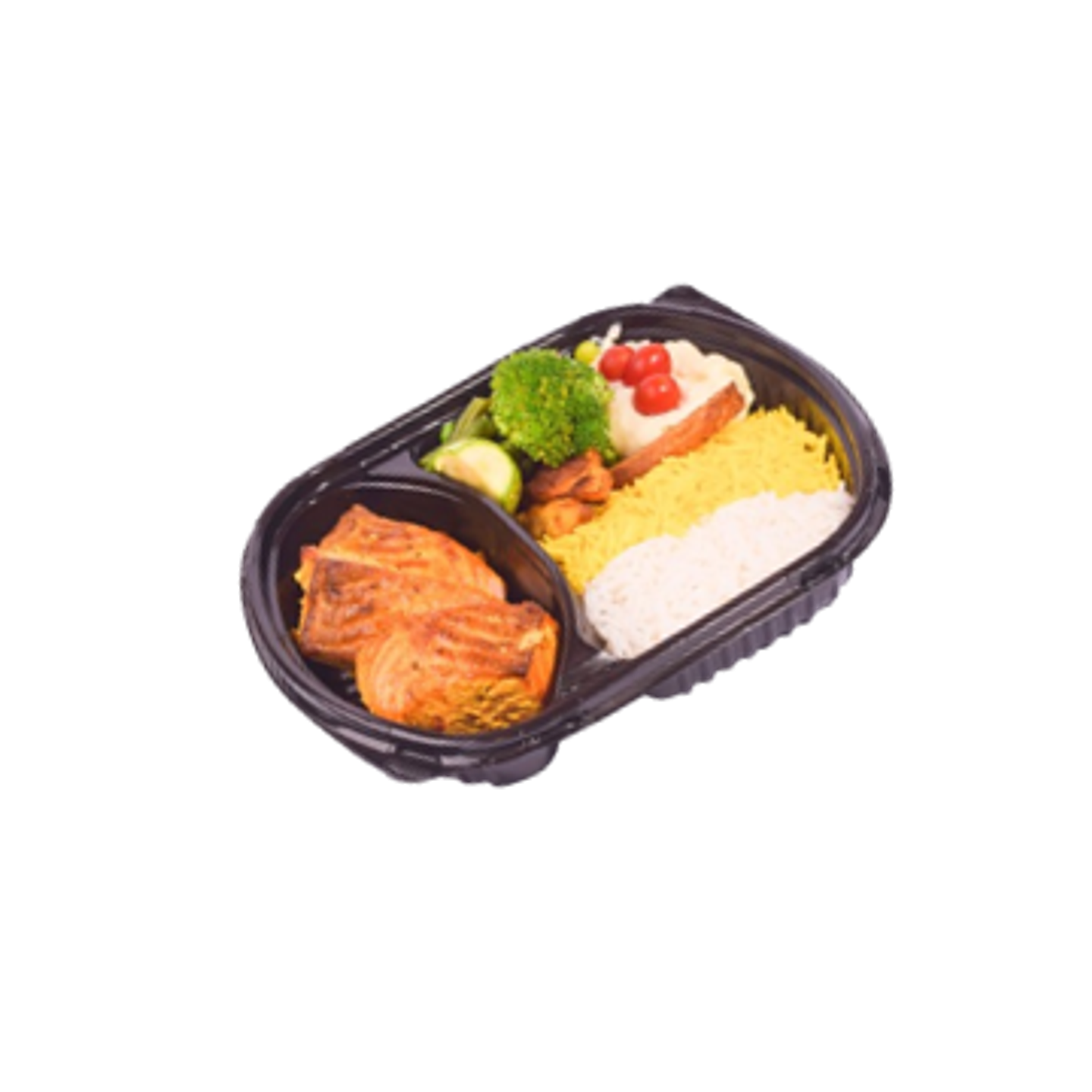 Salmon Without Sauce With Rice And Vegetables