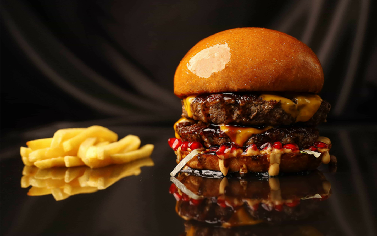 Double Beef Burger With Pomegranate