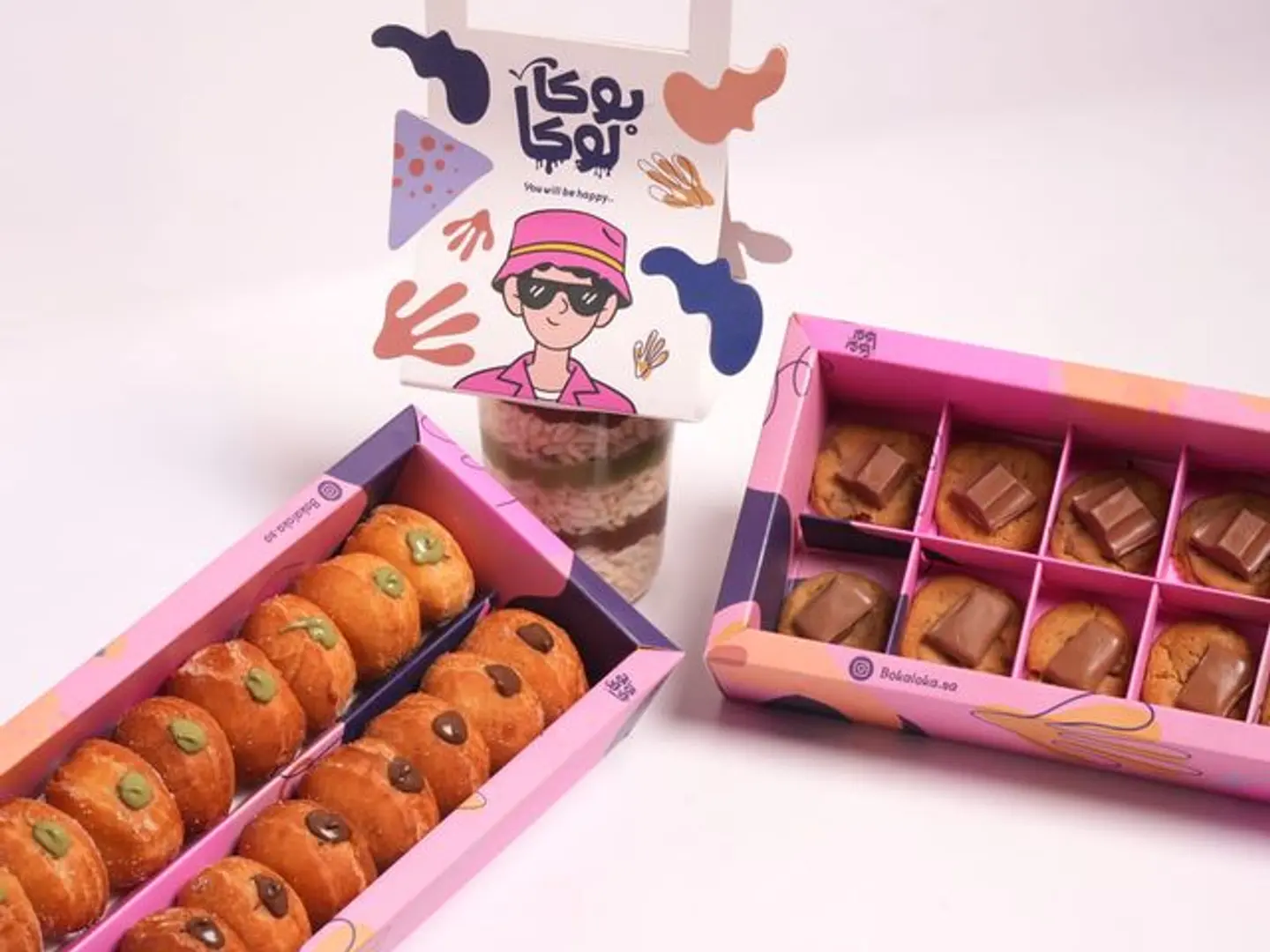 20 Piece Filled Donut Box + 14 Piece Mini Cookie Box + Rice Krispy Luca