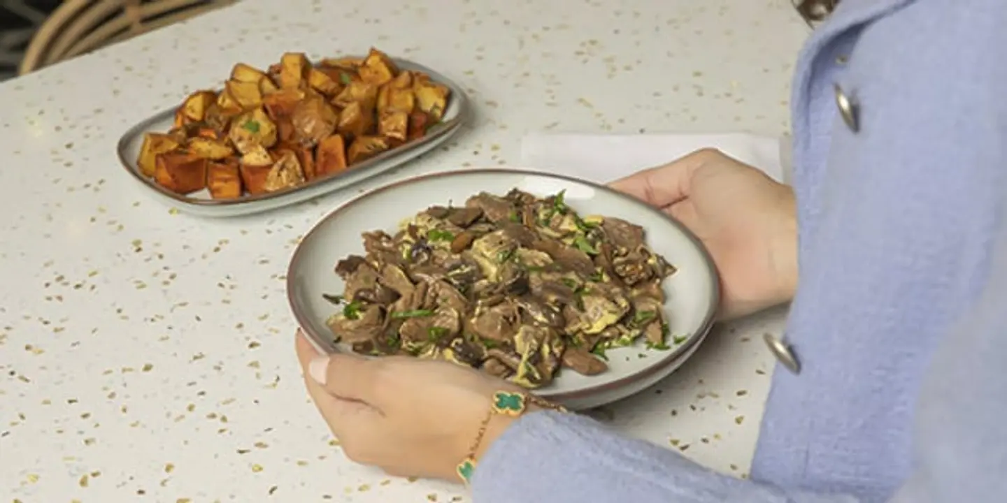 ستيك بصوص المشروم و الخردل