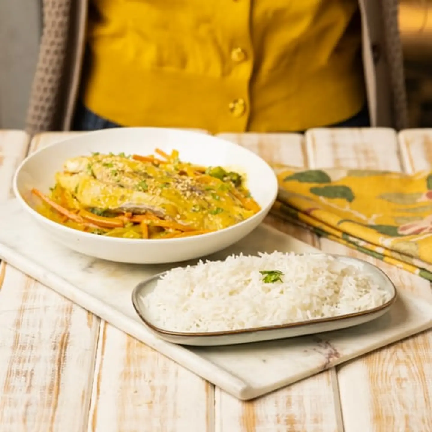 سمك بالكاري و كريمة جوز الهند