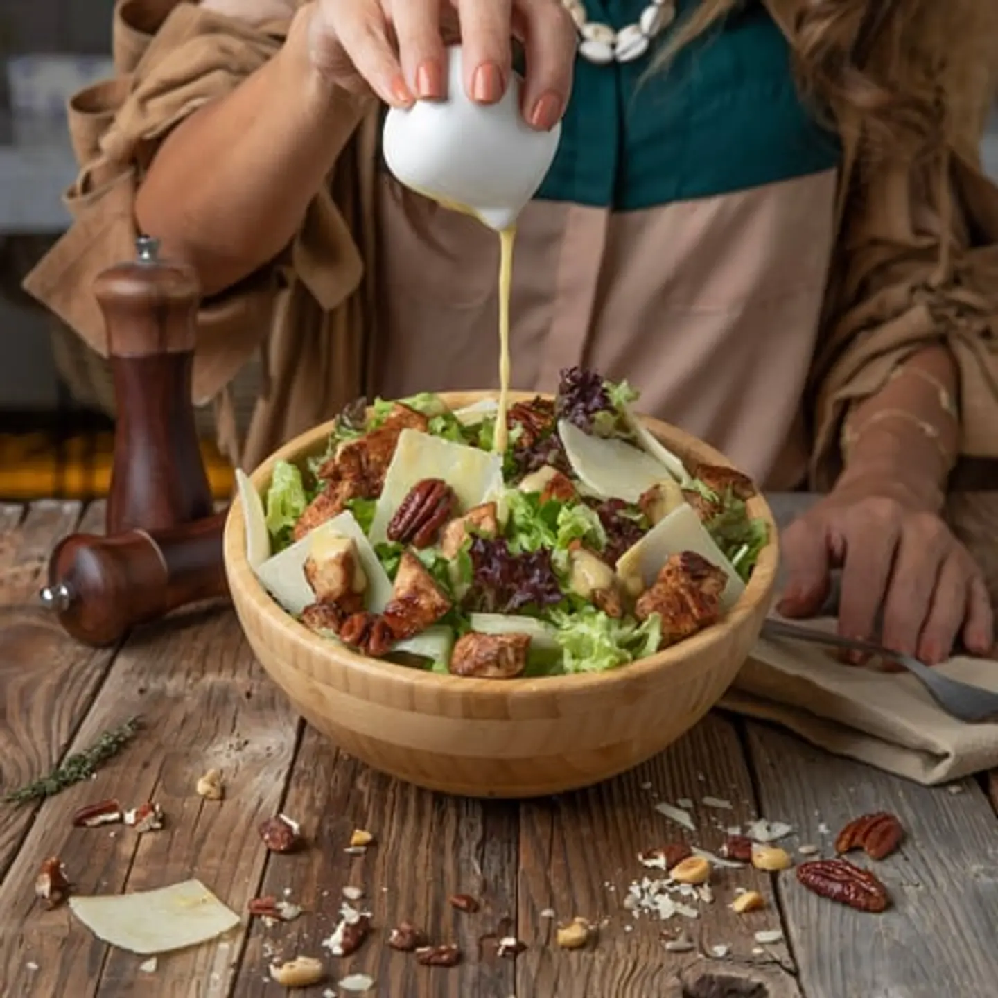 سلطة دجاج البيكان المكرملة