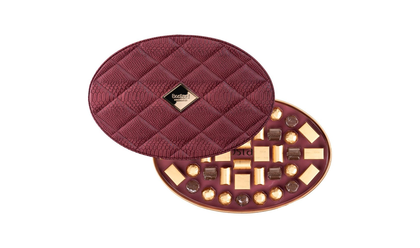 Maroon Oval Leather Box – 42 Pcs