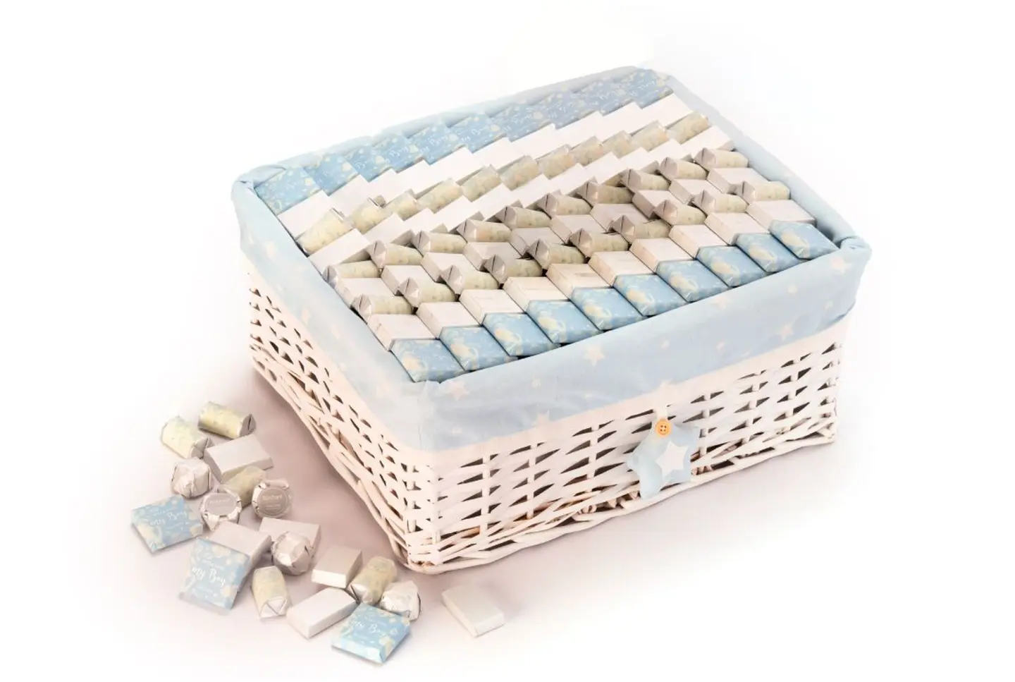 سلة مرحبًا بالمولود مستطيلة باللون الأزرق - 1260 جرام