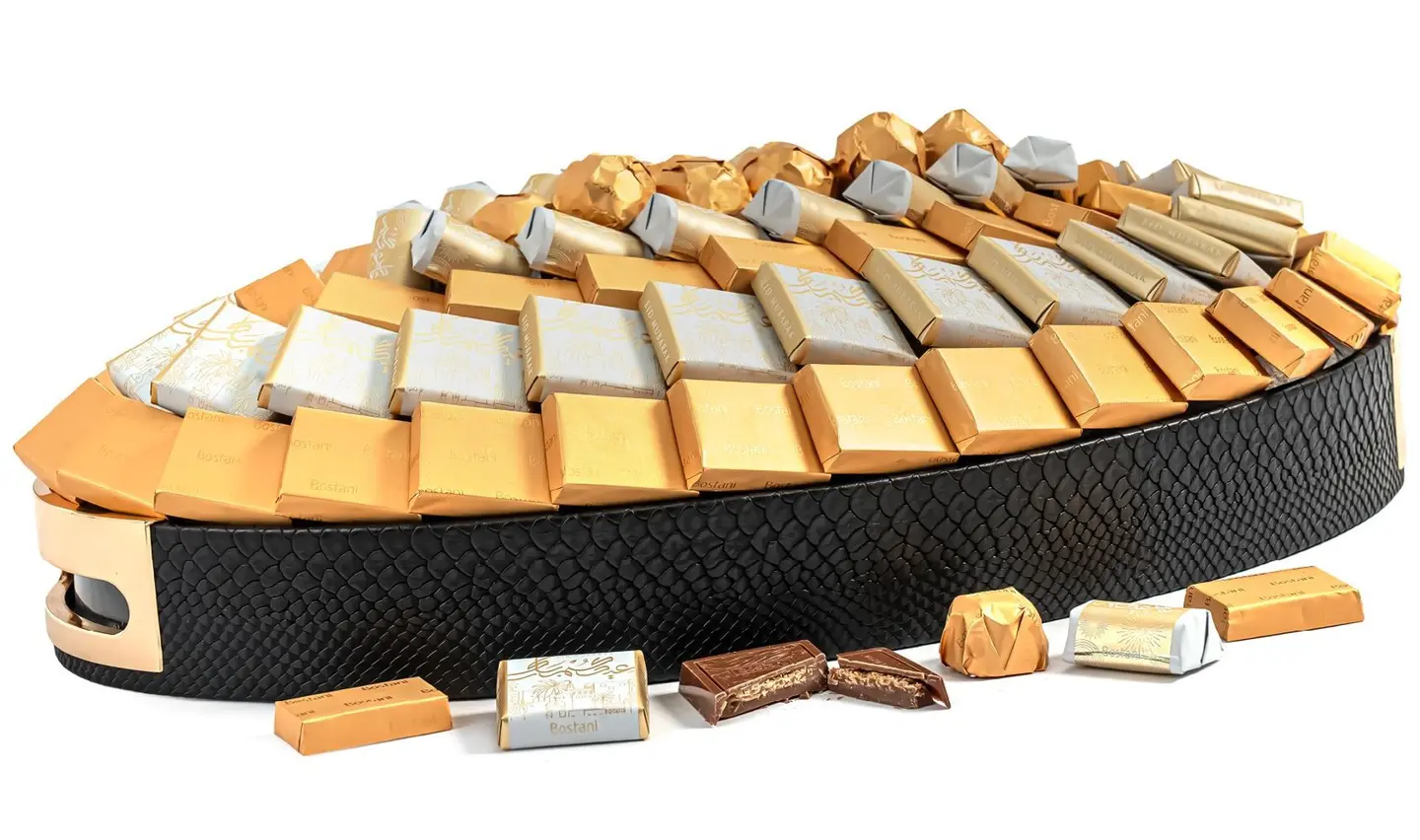 صينية عيدكم مبارك أسود بيضاوية صغيرة