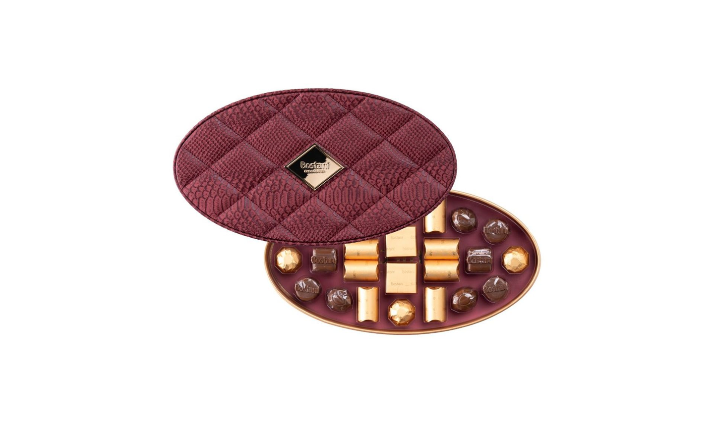 Maroon Oval Leather Box – 24 Pcs