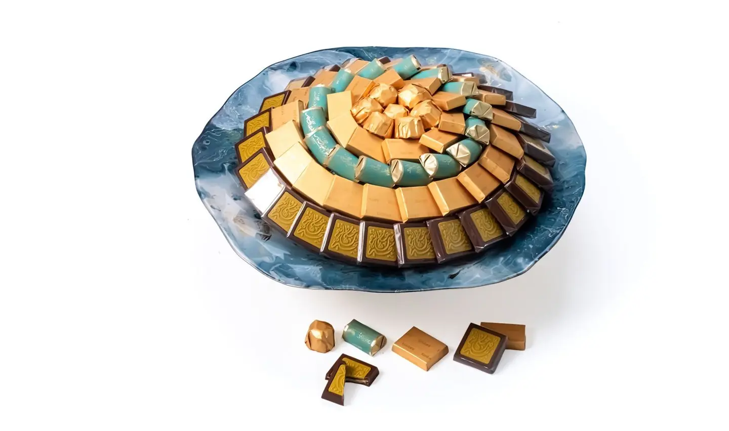 Small Navy Wavy Eid Mubarak Tray
