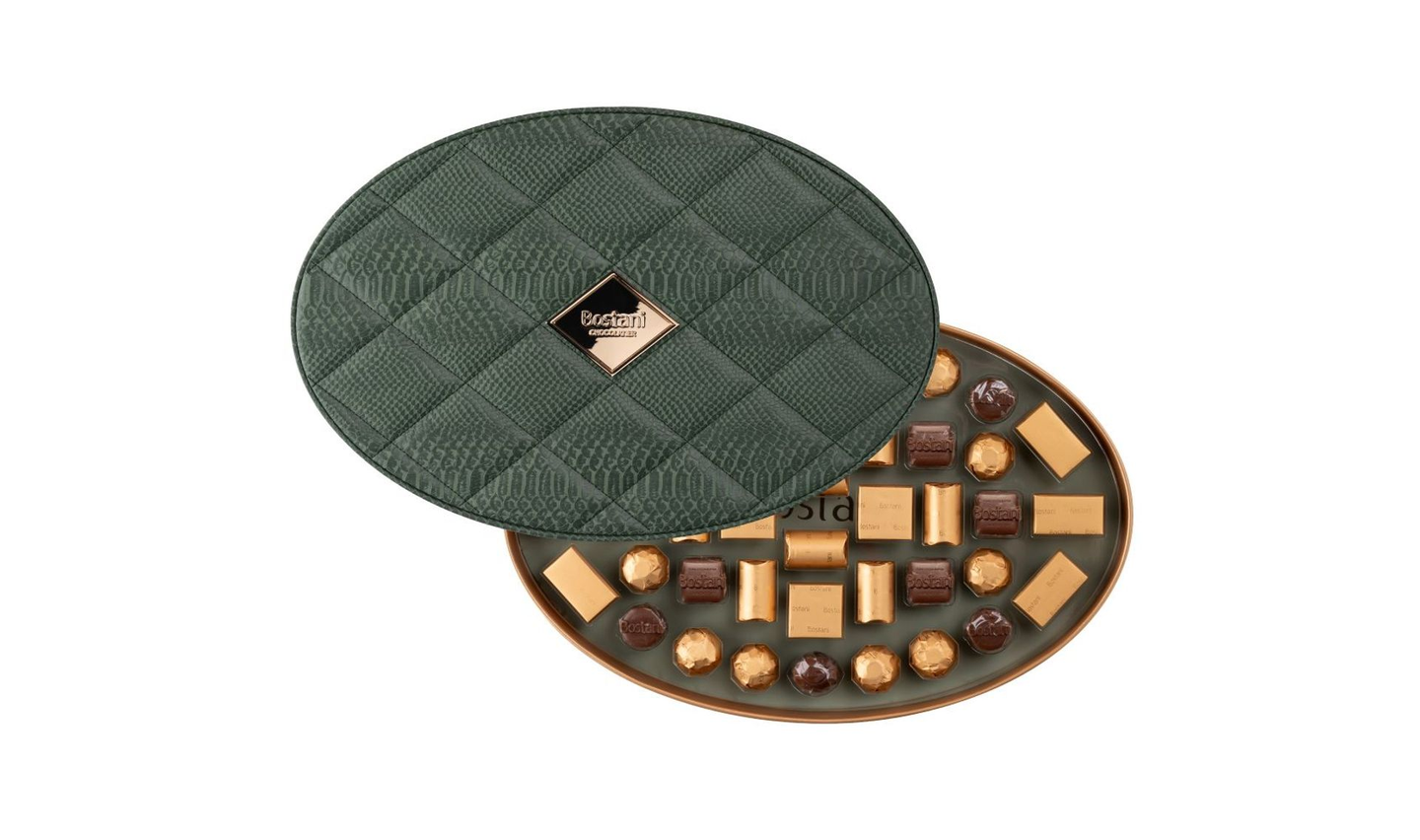 Dark Green Oval Leather Box – 42 Pcs