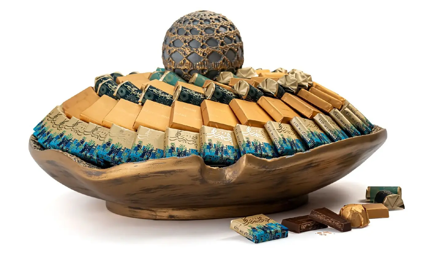 صينية شوكولاتة عيدكم مبارك بوليستون دائرية كبيرة