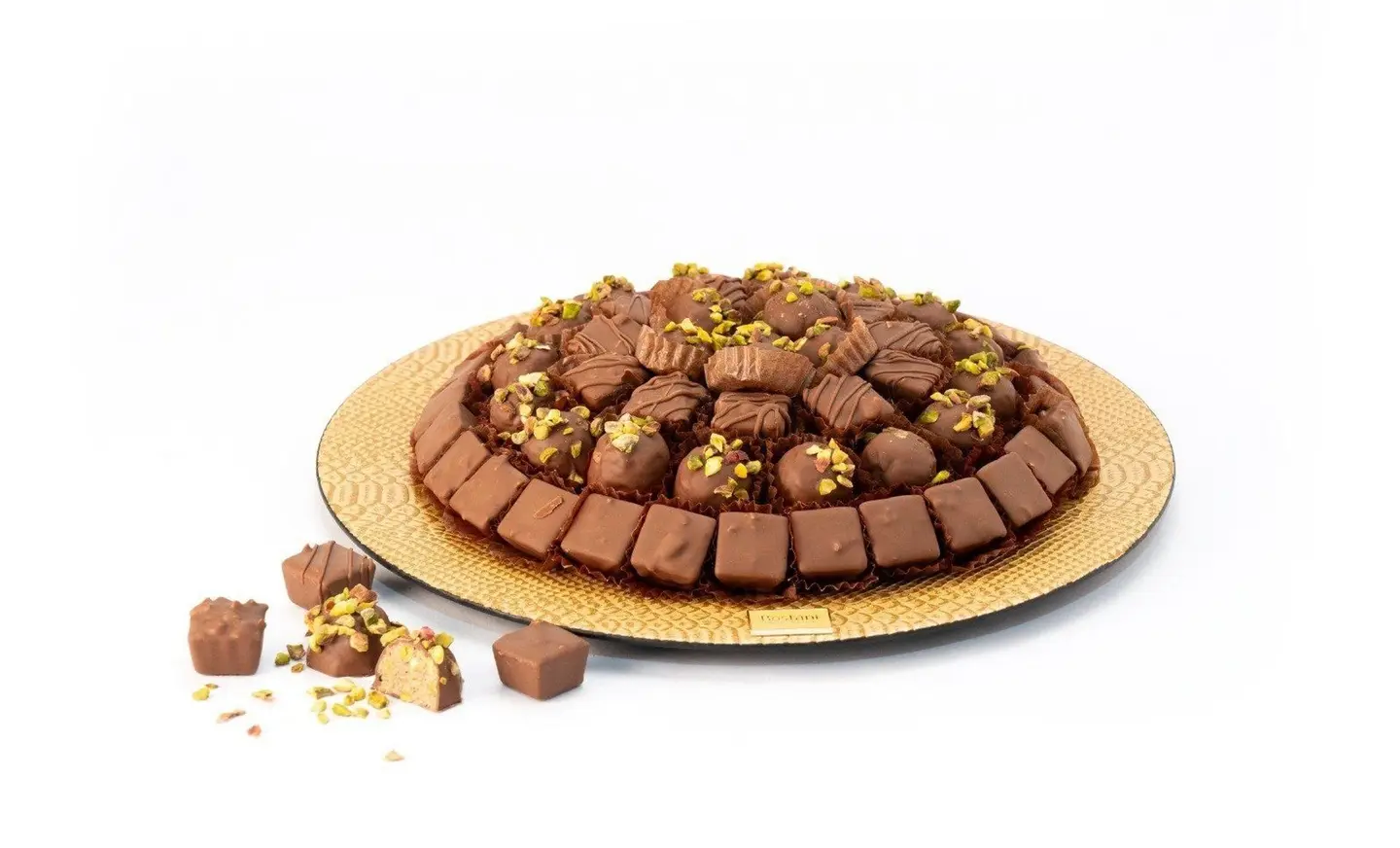 Golden Tray With Unwrapped Chocolates   650 G