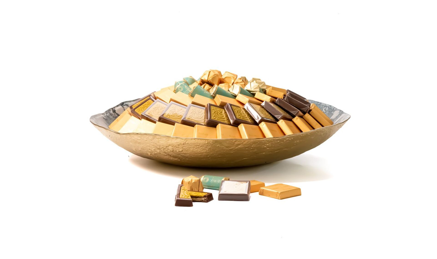 Navy Eid Mubarak Tray With Wavy Edges