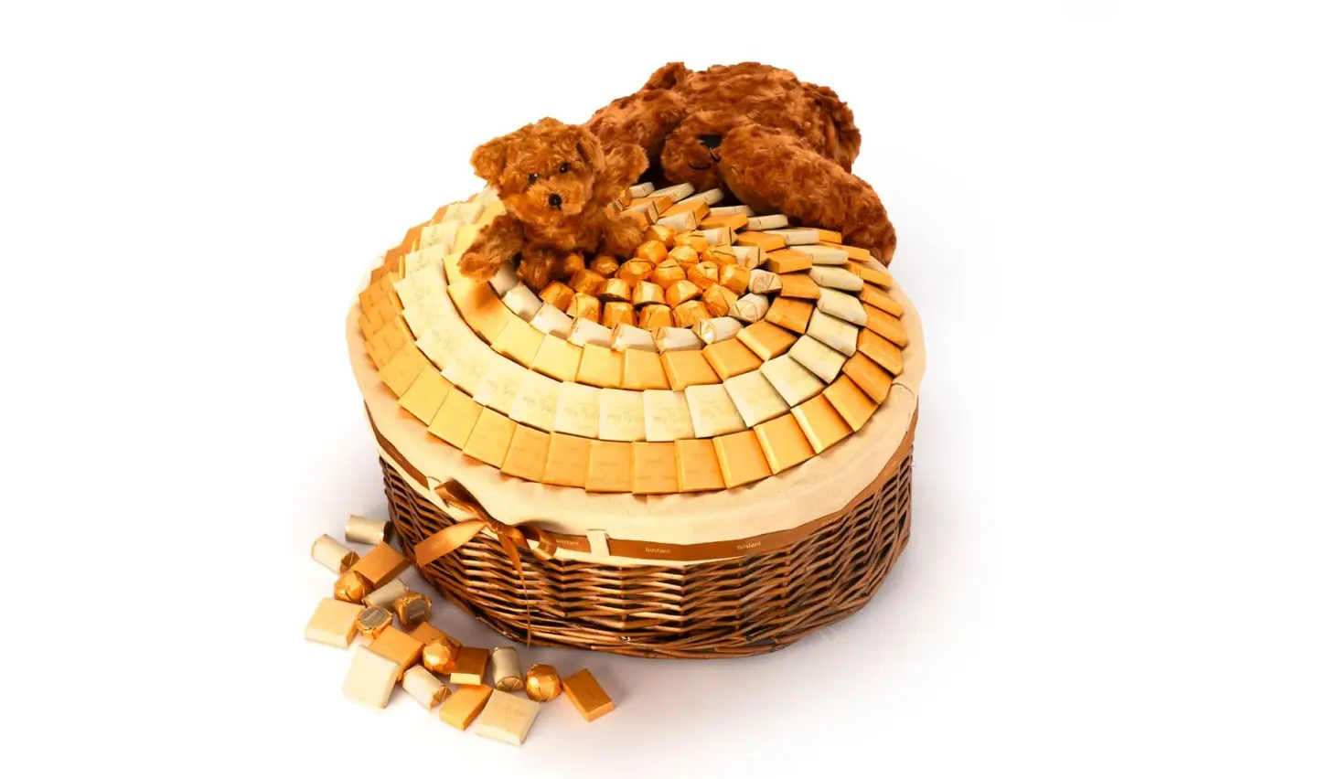 Brown Teddy Bear Baby Basket – 2180g