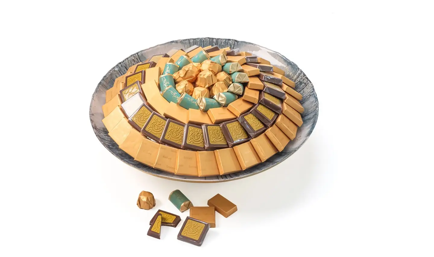 Large Navy Eid Mubarak Tray With Wavy Edges