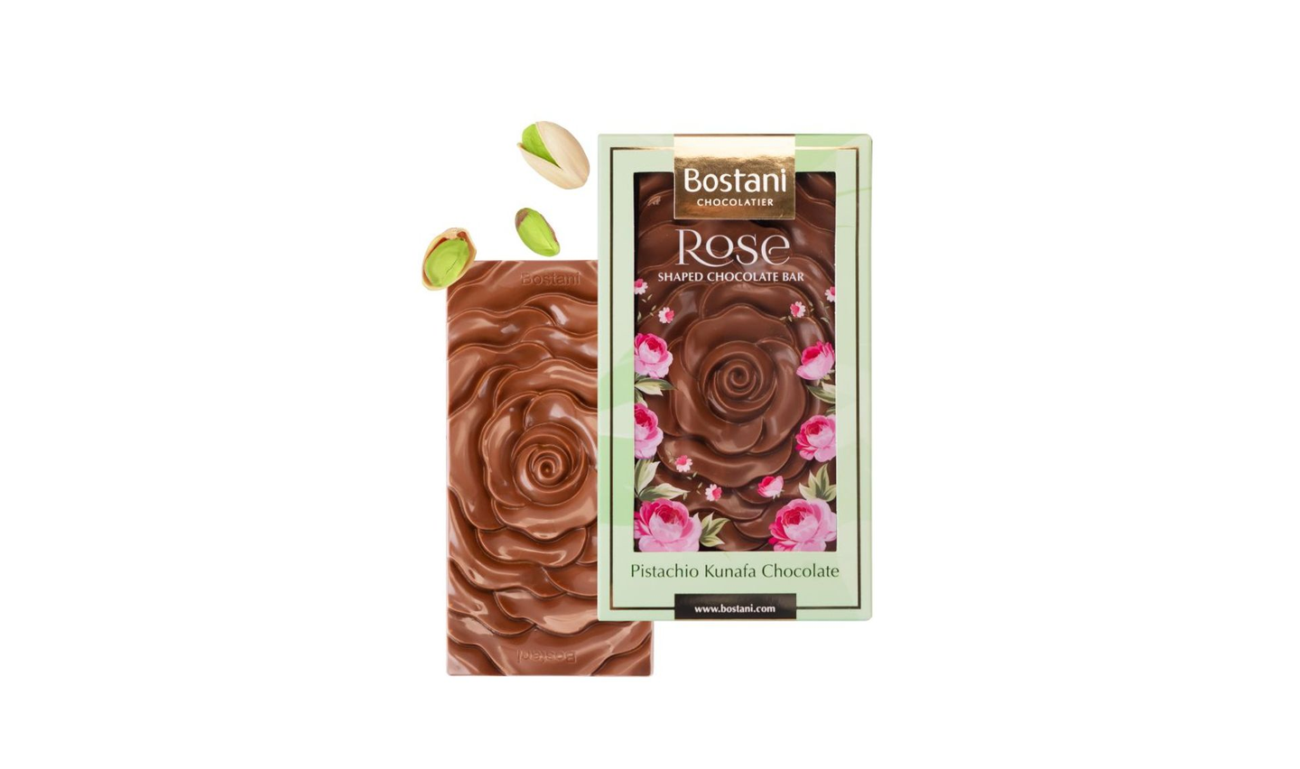 Pistachio Kunafa Chocolate Bar – Rose Shaped