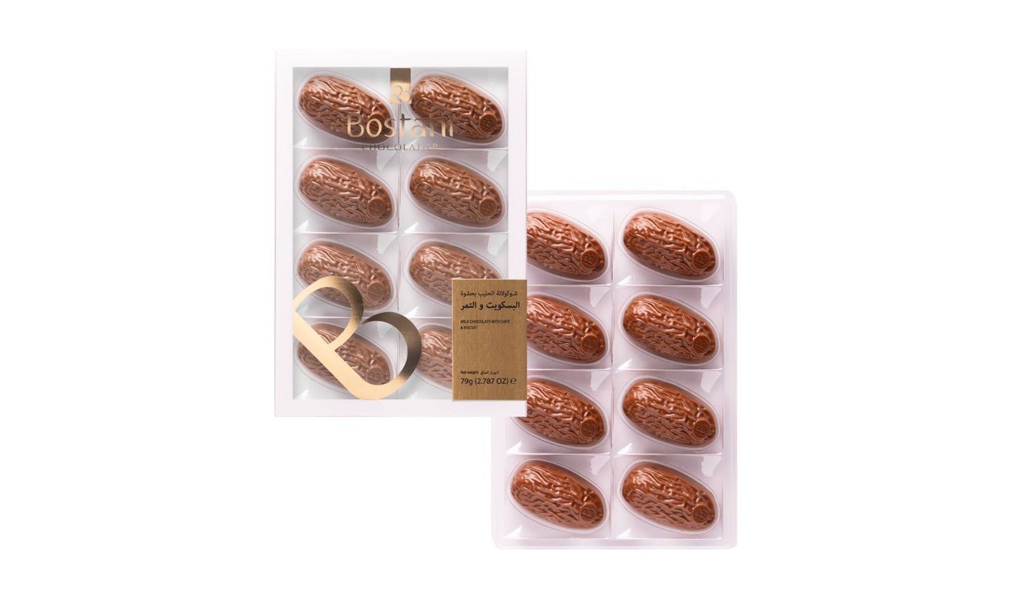 Milk Chocolate Box 8 Pcs With Date And Biscuits