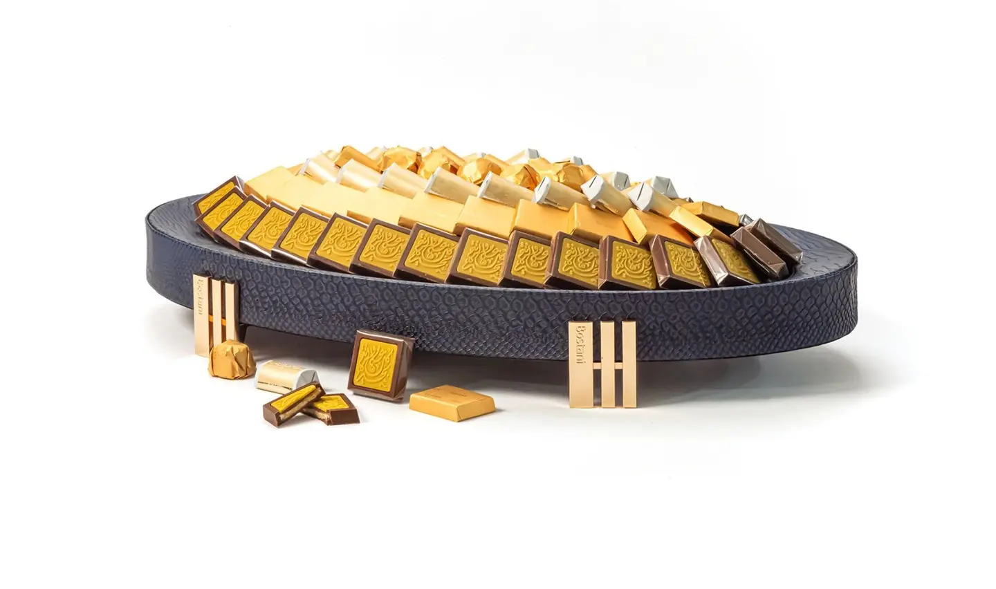 Large Oval Eid Mubarak Navy Tray With Legs
