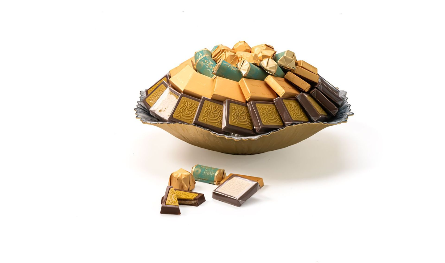Small Navy Eid Mubarak Tray With Wavy Edges