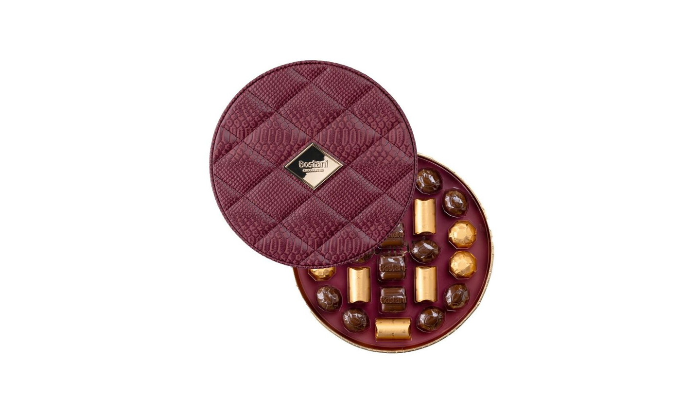 Maroon Round Leather Box – 24 Pcs