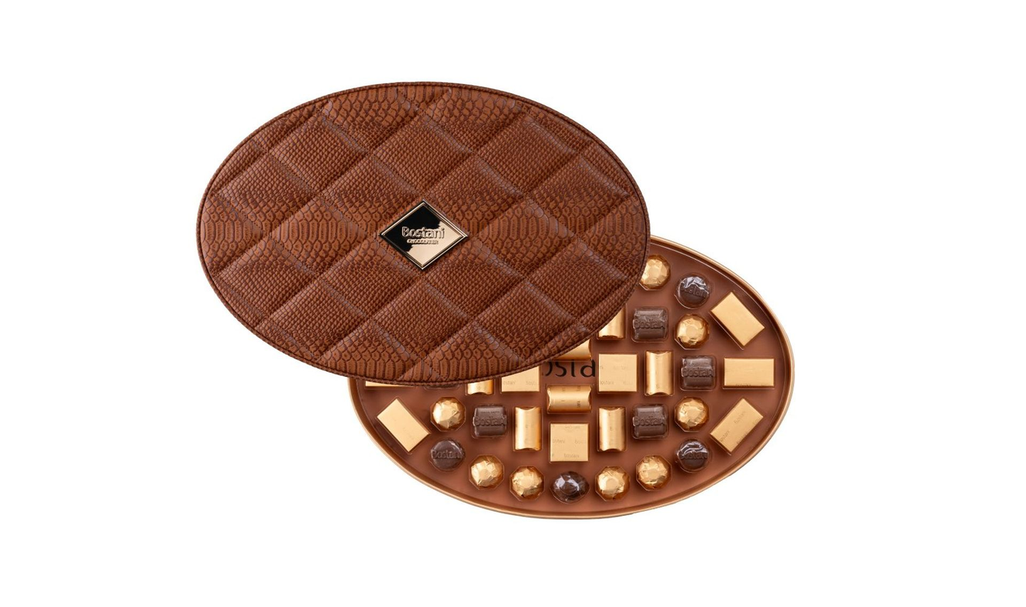 Brown Oval Leather Box – 42 Pcs