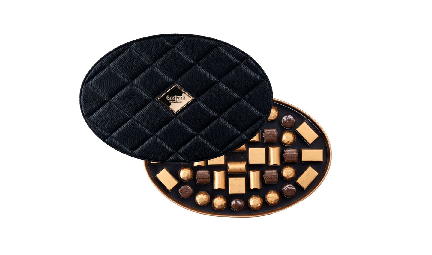 Black Oval Leather Box – 42 Pcs